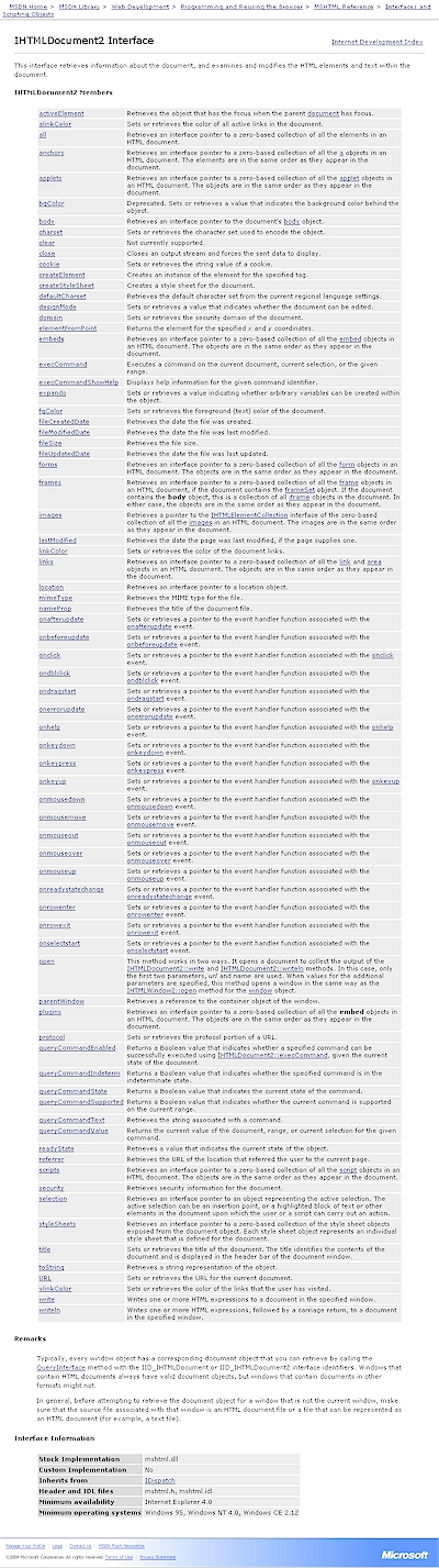 IHTMLDocument2 인터페이스에 관한 자세한 정보