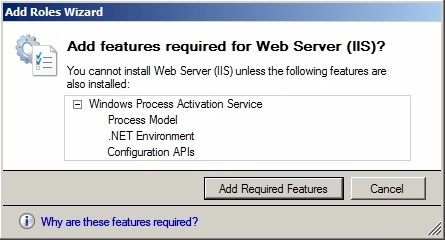역할 추가 마법사 (Add Roles Wizard) : Windows Process Activation Service