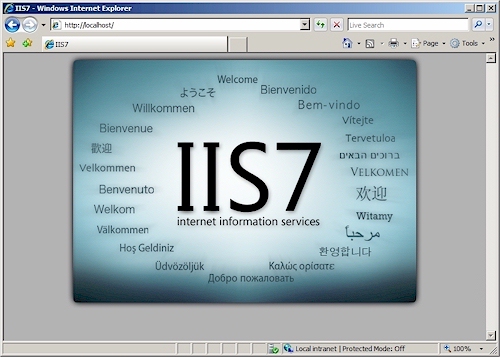 인터넷 익스플로러 : IIS 7.0 환영 페이지