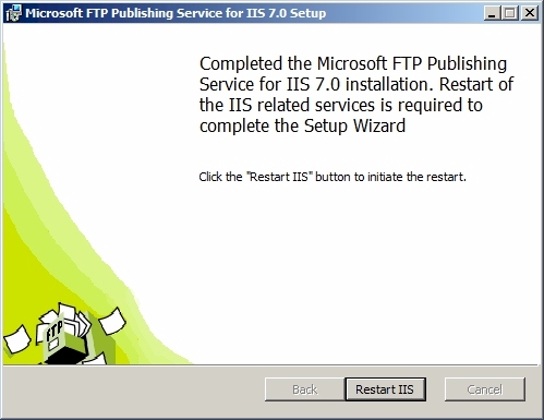 FTP7 설치 마법사 : Restart IIS