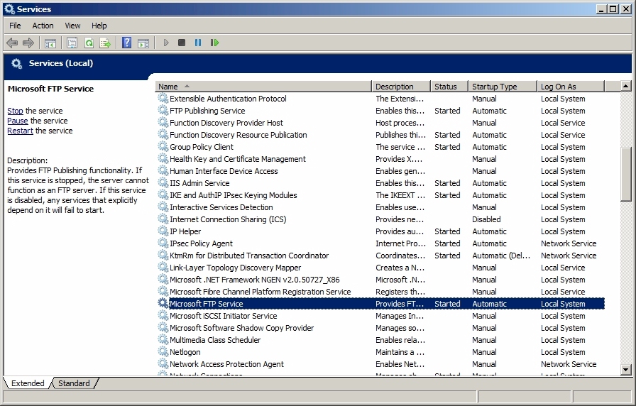 FTP Publishing Service & Microsoft FTP Service