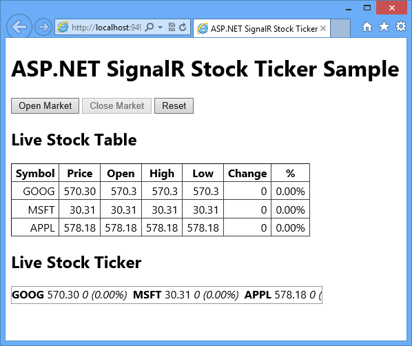 StockTicker screen start
