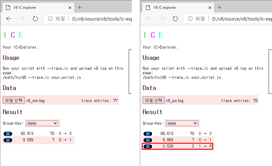 ic-explorer.html - 추적 로그 비교